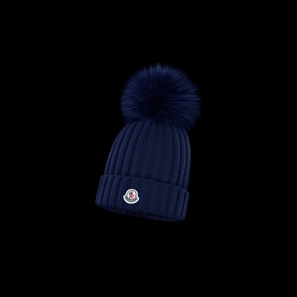 Moncler Black Knit Pom Pom Beanie
